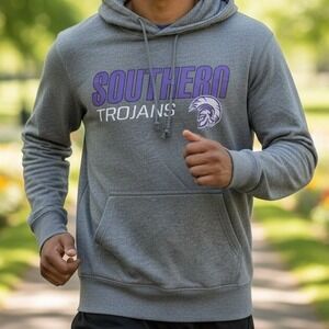 PEL Athletic Southern Trojans‎ Gray Hoodie Sweatshirt Mens S Pullover Hooded